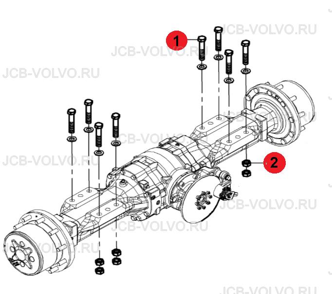 Болт + гайка крепления заднего моста N013621657 + N028660278