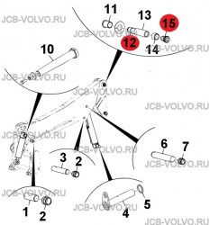 Палец крепления стрелы к рукояти [ 333/X2923, 332/X6160, 333/X2922 ] для мини-погрузчика JCB